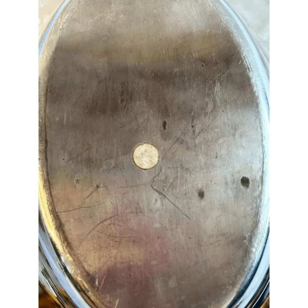 Small Silver Serving Platter with Lid & Handles, Mid Century, Classic, Elegant
